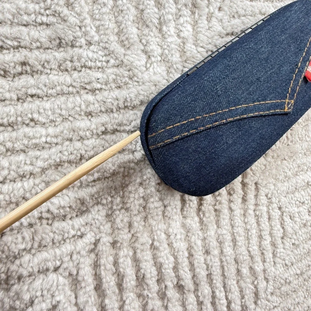 Muche et Muchette Glasses Case Blue Denim Hard Shell Eyewear Protector Y2K Retro
